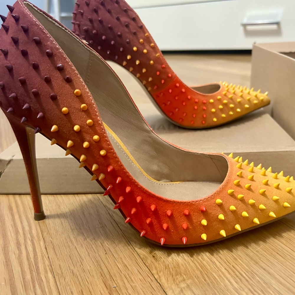Steve Madden Red and Orange Spiked Heels